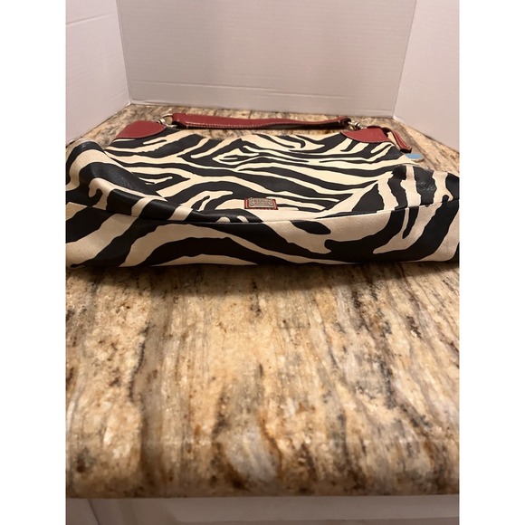 Dooney & Bourke RARE Vintage Leather Red Black White Zebra Handbag Purse Tote - Picture 8 of 11